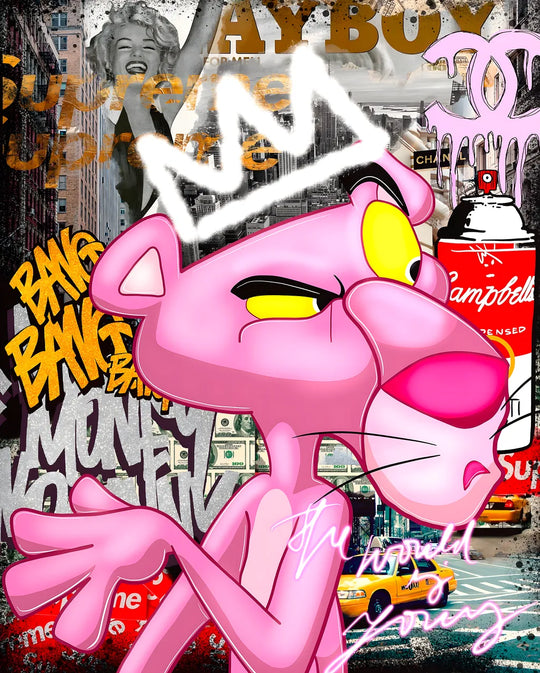 La Panthère Rose : Une Icône Couronnée dans l'Art Urbain