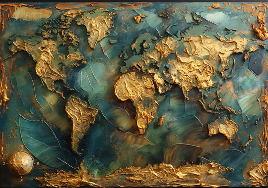 Carte Du Monde Dorée