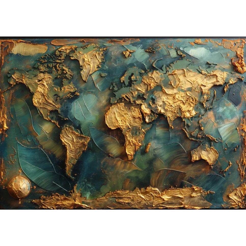 Carte Du Monde Dorée
